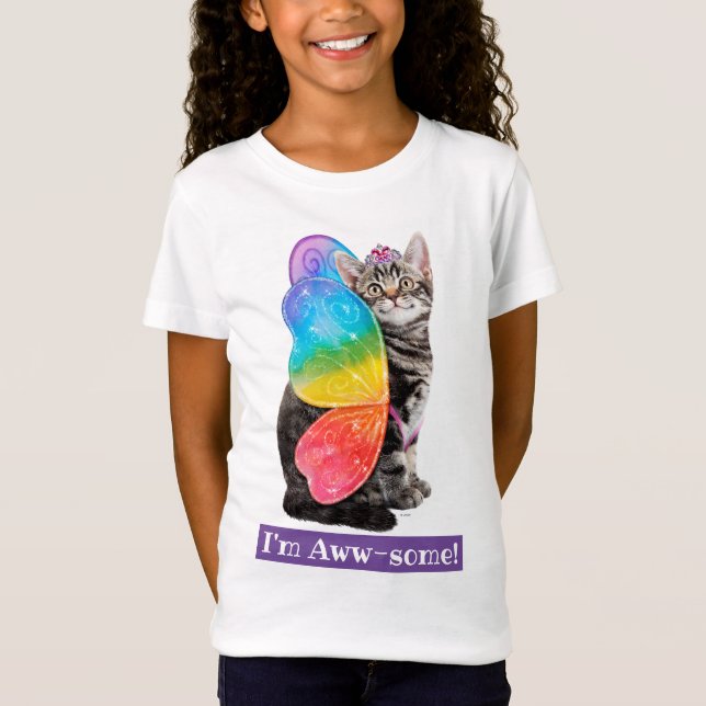 Rainbow Butterfly Princess Kitten T-Shirt (Front)