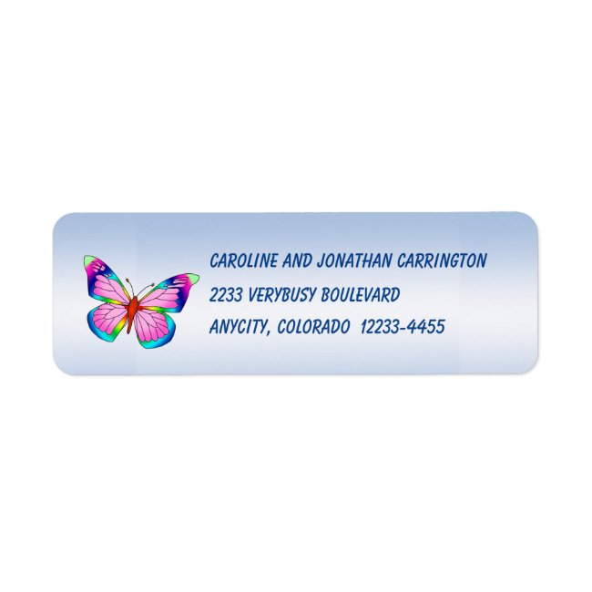 Rainbow Butterfly Return Address Labels