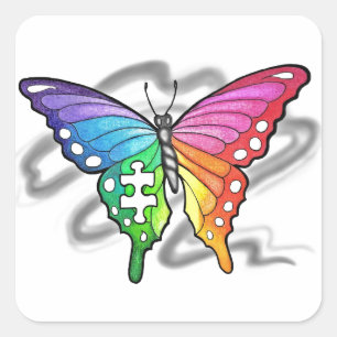 Rainbow Butterfly Square Sticker