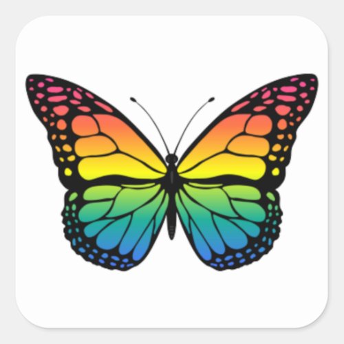 Rainbow butterfly  square sticker