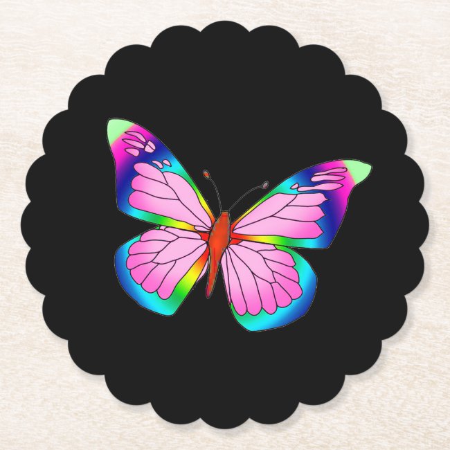 Rainbow Butterfly Sturdy Paper Coasters