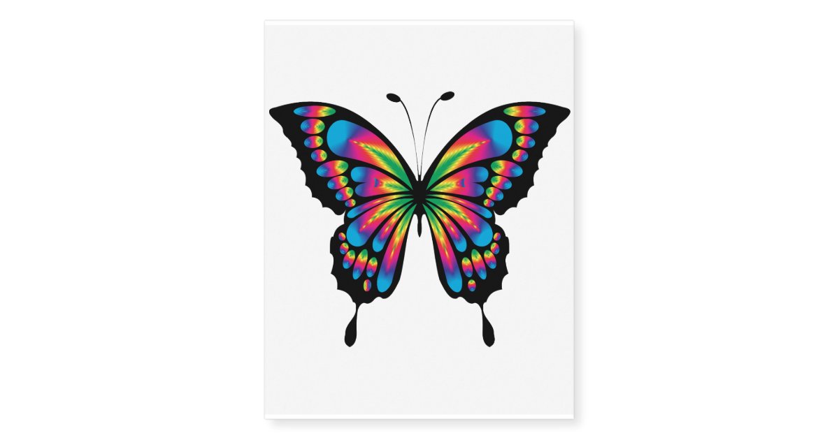 Rainbow Butterfly Temporary Tattoo | Zazzle