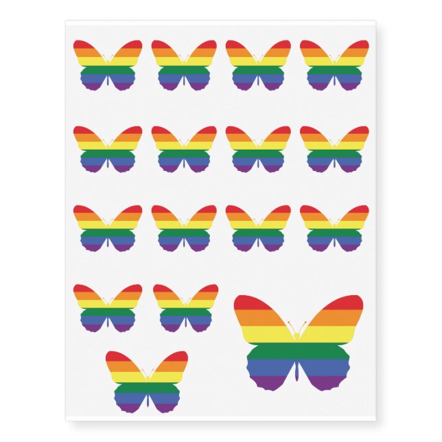 Rainbow Butterfly Temporary Tattoos (Front)