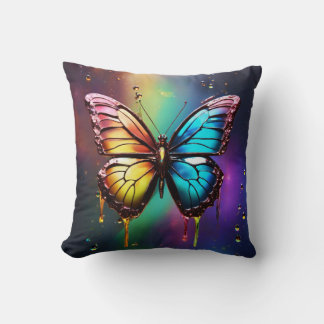 Rainbow Butterfly Throw Pillow