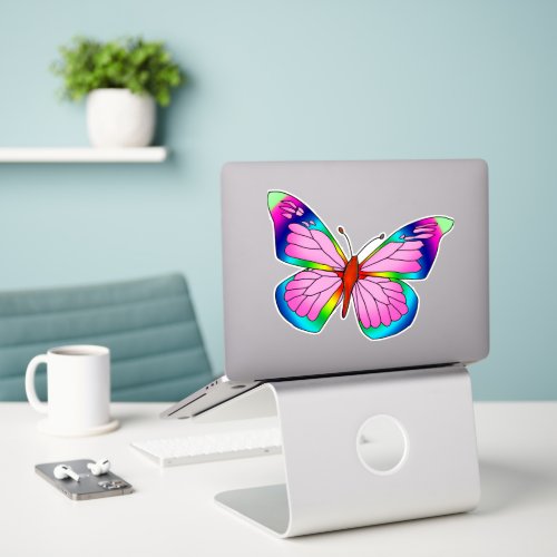 Rainbow Butterfly Vinyl Contour Sticker