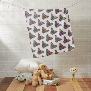 Rainbow Butterfly (white) - Baby Blanket