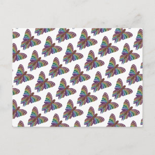 Rainbow Butterfly (white pattern) - Postcard