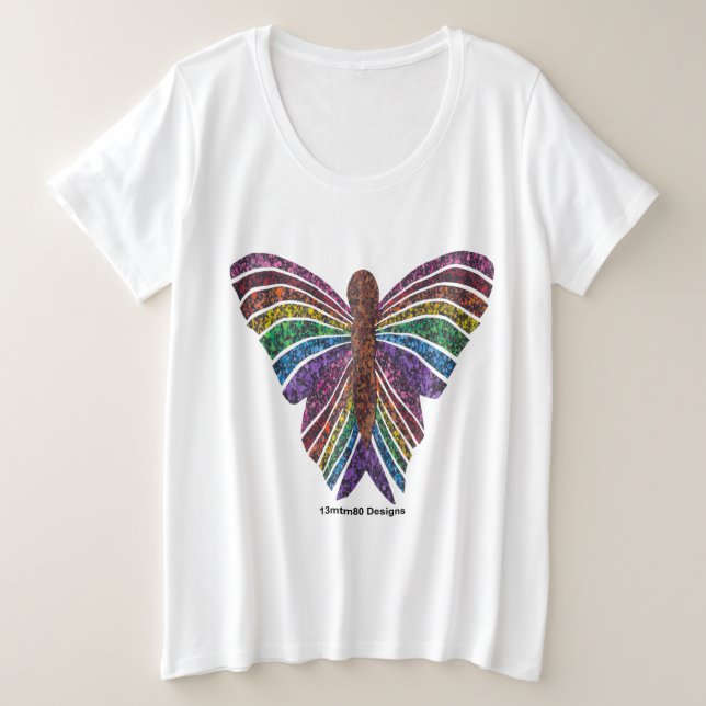 Rainbow Butterfly (white) - Plus Size T-Shirt (Design Front)