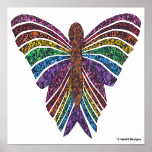 Rainbow Butterfly (white) - Poster Print