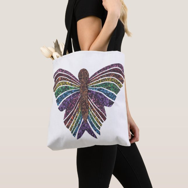 Rainbow Butterfly (white) - Tote Bag (Close Up)