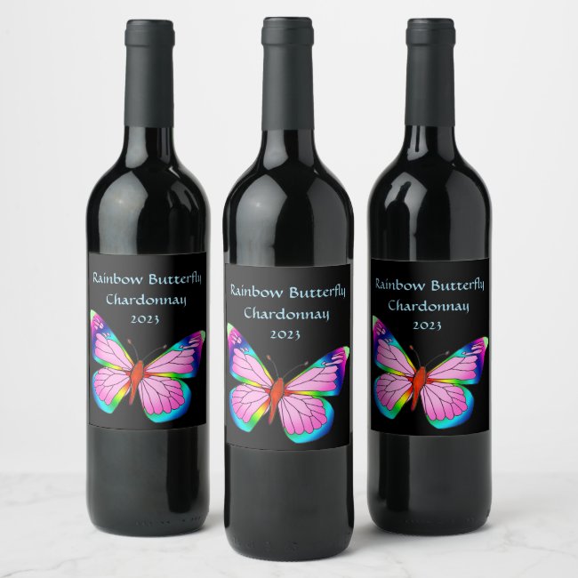 Rainbow Butterfly Wine Labels