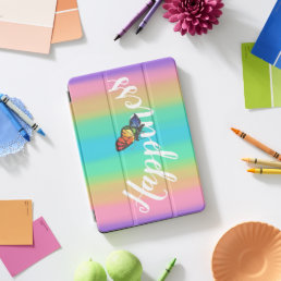 Rainbow Butterfly With White Typography  iPad Pro Cover