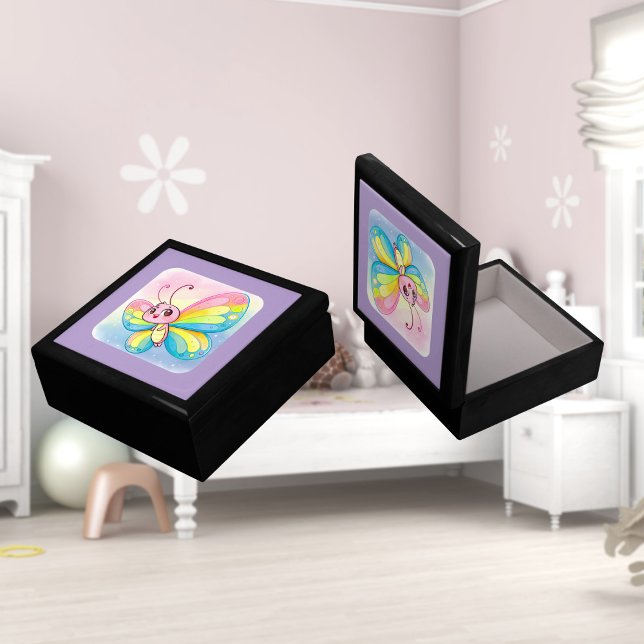 Rainbow Butterfly Wooden Jewelry Keepsake Box (Creator Uploaded)
