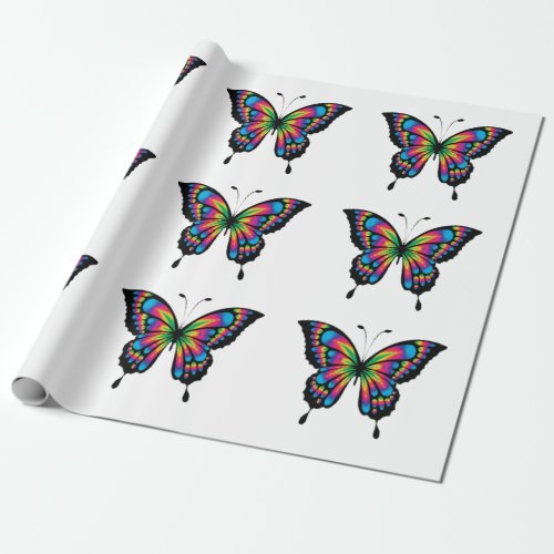 rainbow butterfly wrapping paper