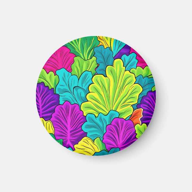 Rainbow Cabbage Leaves Pattern Magnet (Front)