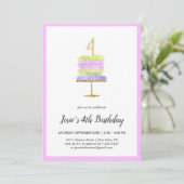 Rainbow Cake | 4th Birthday Invitation (Standing Front)