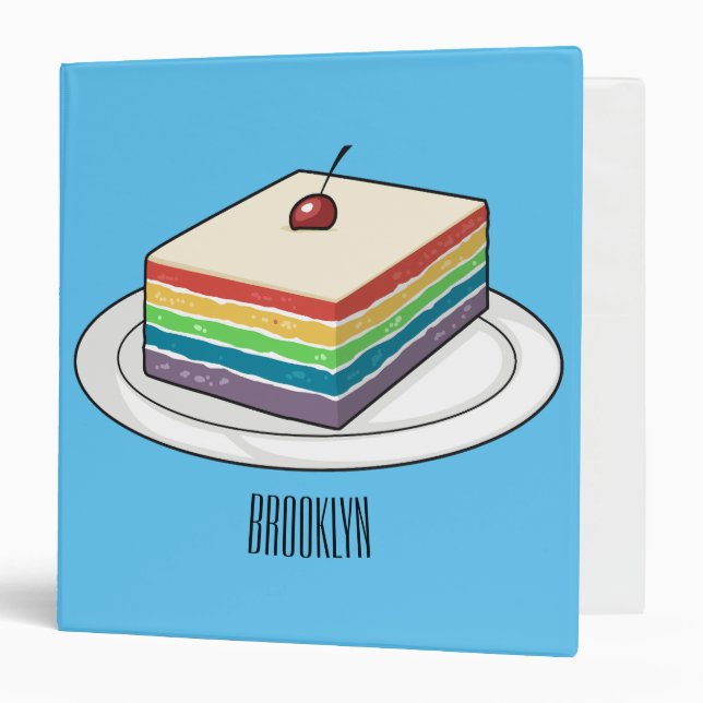 Rainbow cake cartoon illustration  3 ring binder (Front/Inside)