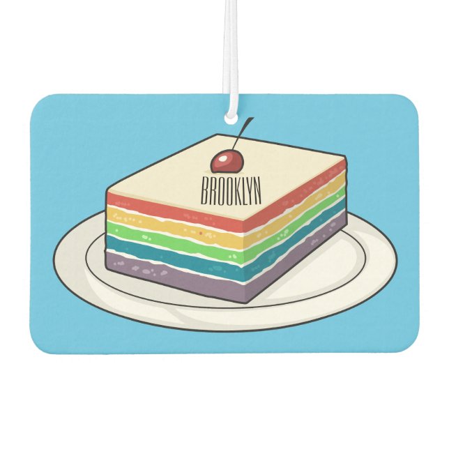 Rainbow cake cartoon illustration  air freshener (Front)