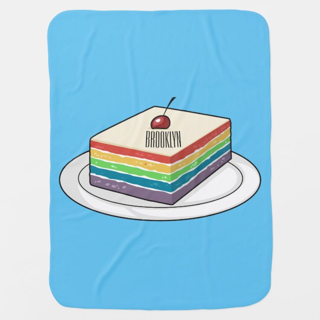 Rainbow cake cartoon illustration  baby blanket (Front)