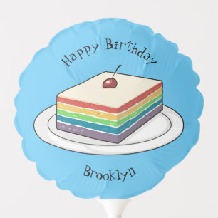Rainbow cake cartoon illustration  balloon
