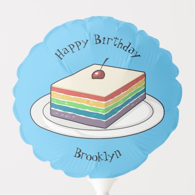 Rainbow cake cartoon illustration  balloon (Front)