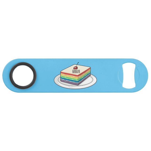 Rainbow cake cartoon illustration  bar key (Front (Horizontal))