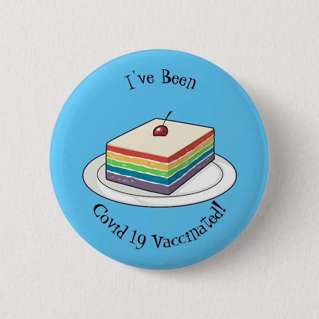 Rainbow cake cartoon illustration button (Front)