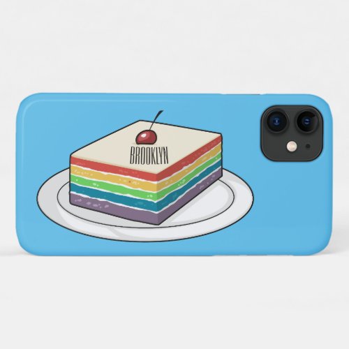 Rainbow cake cartoon illustration  iPhone 11 case