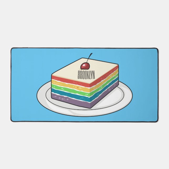 Rainbow cake cartoon illustration  desk mat (Front)