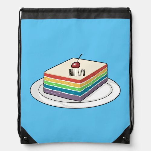 Rainbow cake cartoon illustration  drawstring bag