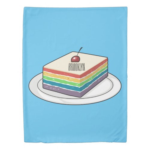 Rainbow cake cartoon illustration  duvet cover