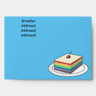 Rainbow cake cartoon illustration envelope