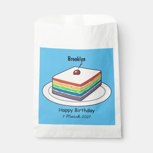Rainbow cake cartoon illustration favor bag (Front)