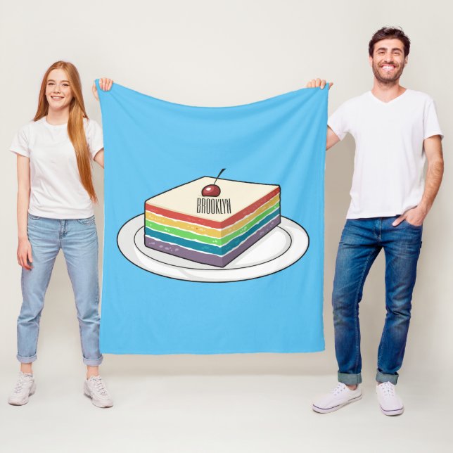Rainbow cake cartoon illustration  fleece blanket (In Situ)