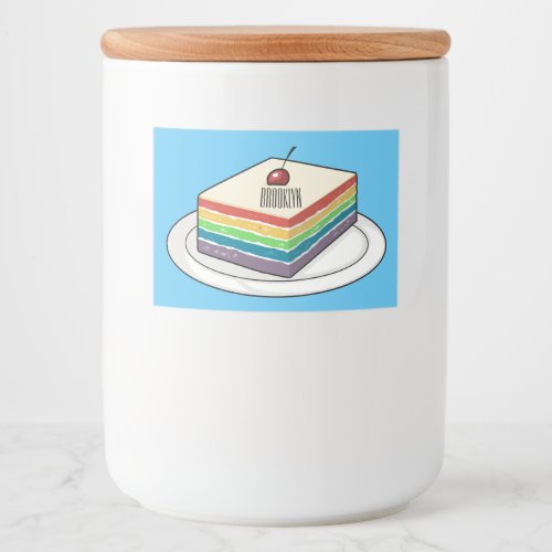 Rainbow cake cartoon illustration  food label