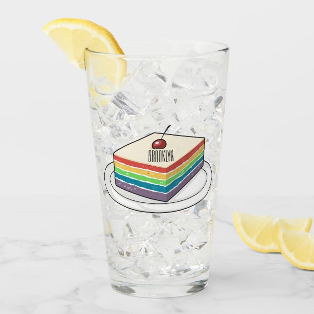 Rainbow cake cartoon illustration  glass (Front Ice)