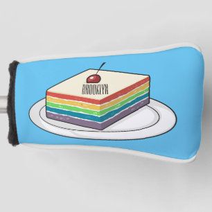 Rainbow cake cartoon illustration golf head cover
