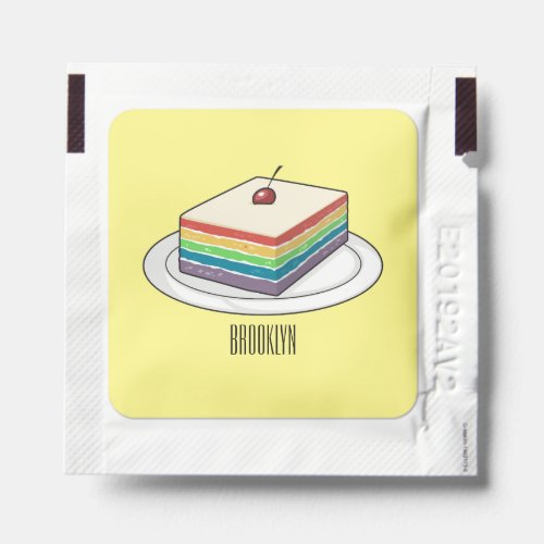 Rainbow cake cartoon illustration  hand sanitizer packet
