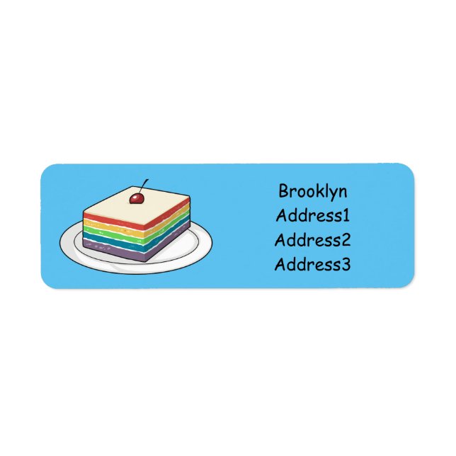 Rainbow cake cartoon illustration label (Front)