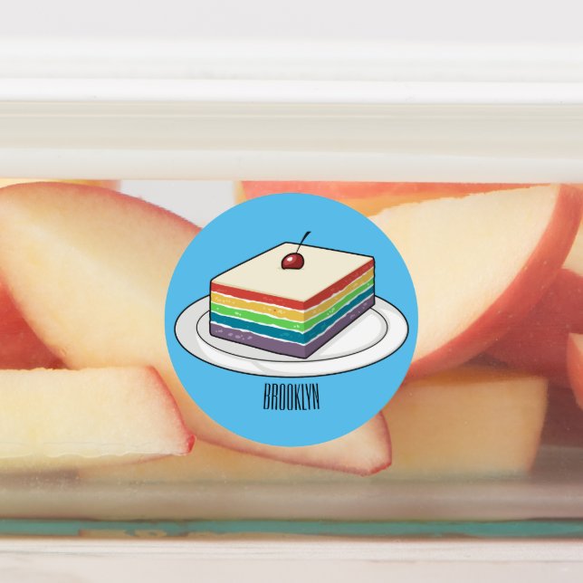 Rainbow cake cartoon illustration  labels (Affixed)