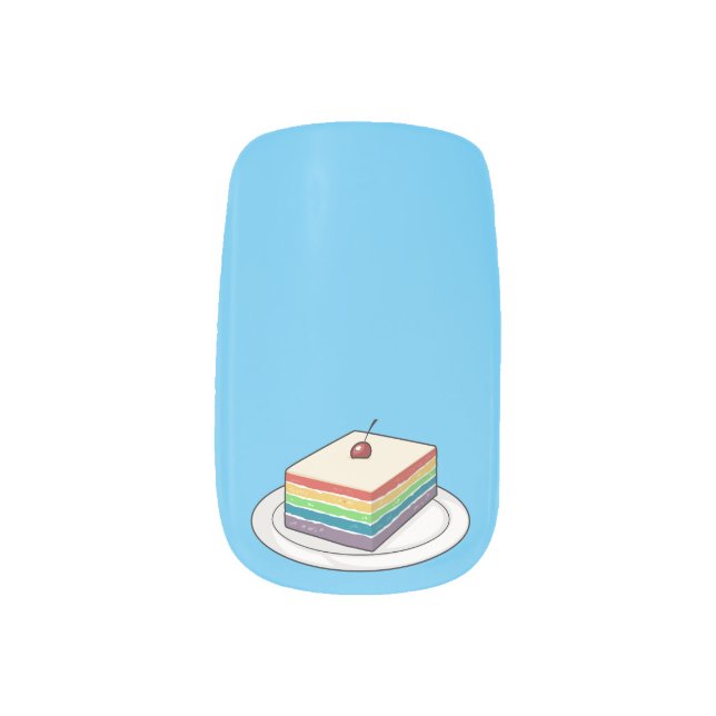 Rainbow cake cartoon illustration  minx nail art (Left Thumb)