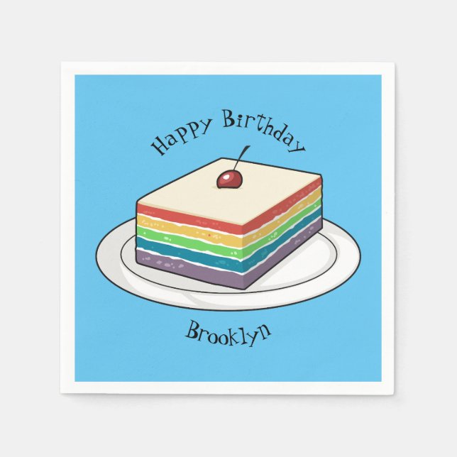 Rainbow cake cartoon illustration  napkins (Front)