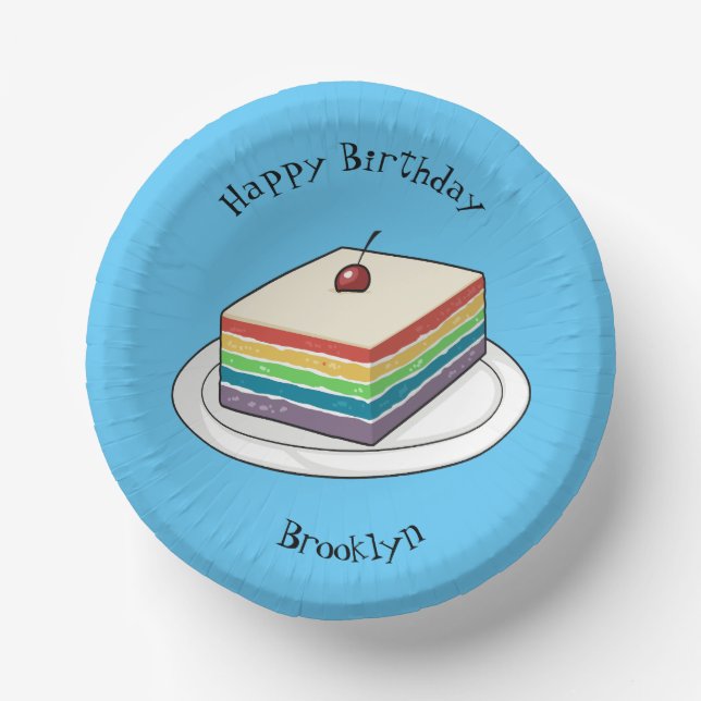Rainbow cake cartoon illustration  paper bowls (Front)