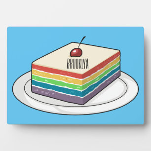 Rainbow cake cartoon illustration plaque
