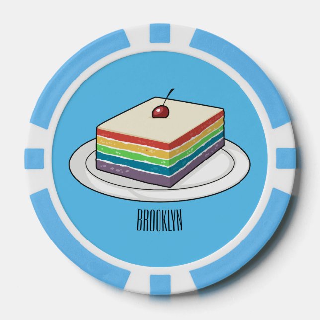 Rainbow cake cartoon illustration  poker chips (Front)
