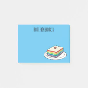 Rainbow cake cartoon illustration post-it notes