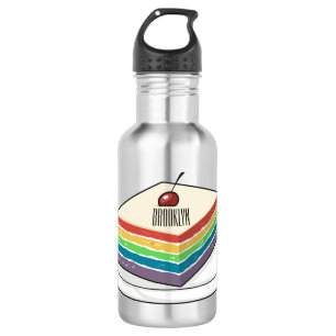 Rainbow cake cartoon illustration stainless steel water bottle