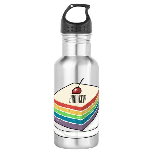 Rainbow cake cartoon illustration  stainless steel water bottle