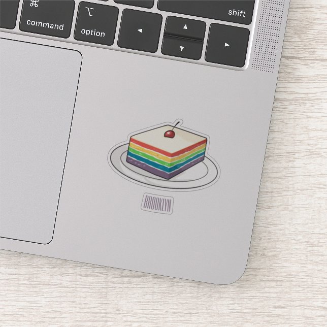 Rainbow cake cartoon illustration sticker (Detail)