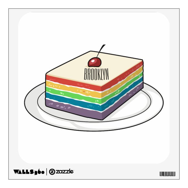 Rainbow cake cartoon illustration  wall decal (Front)